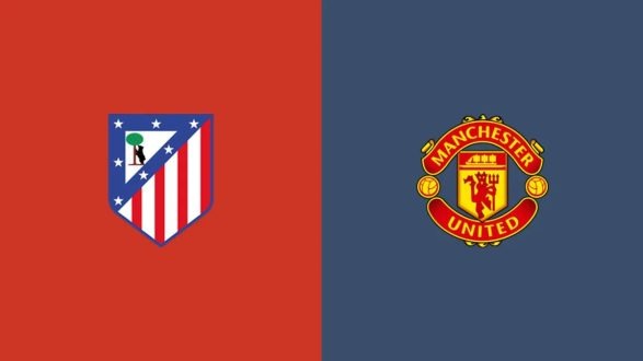 صورة تجمع شعاري أتلتيكو مدريد ومانشستر يونايتد استعدادًا لمباراة دوري أبطال أوروبا