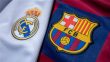 صورة تجمع شعاري ناديي برشلونة وريال مدريد مع كرة قدم