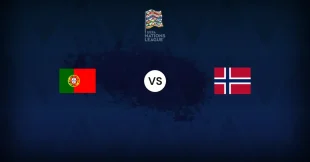 لاعبو منتخب البرتغال يحتفلون بهدف ضد النرويج